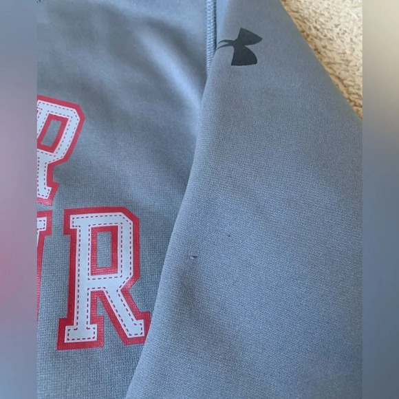 Under Armour Hoodie Sweatshirt Super Soft Gray Red Unisex Size S - Picture 4 of 6